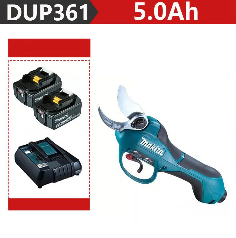 [Forbici da potatura Makita DUP361PT2 1000 W + Due batterie 5,0 Ah 36 V + Caricabatterie] 6 ore di autonomia