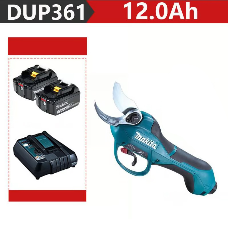 [Forbici da potatura Makita DUP361PT2 3000W + Due batterie 12,0 Ah 96 V + Caricabatterie] Autonomia 24 ore