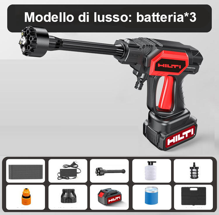 【Modello di idropulitrice ad altissima pressione HILTI】 Alta potenza 3200 W/batteria da 96 V/Distanza di spruzzo d'acqua 0-40 m: può essere utilizzato fino a 15 ore dopo la ricarica/kit di pulizia/batteria al litio *3